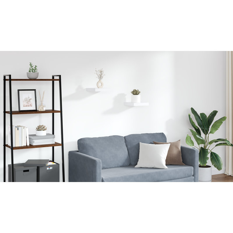 Wall Shelf Floating Shelf Wall Mounted Display Shelf for Photo Frame, 1.5" H x 9.3" W x 9.1" D, White