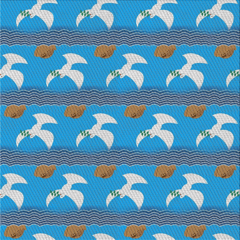 Tapis de zone bleue à motifs, Carré 8 pi