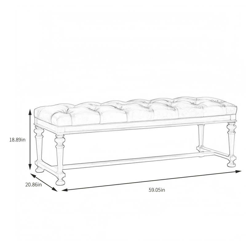 Banc rembourré en cuir massif Modern Luxe