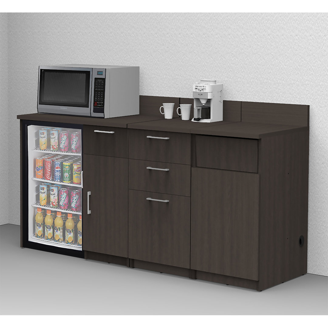 Commercial Grade Coffee Kitchen Lunch Room Cabinets Fully Assembled – 72"W x 36"H  3 pc Breaktime 