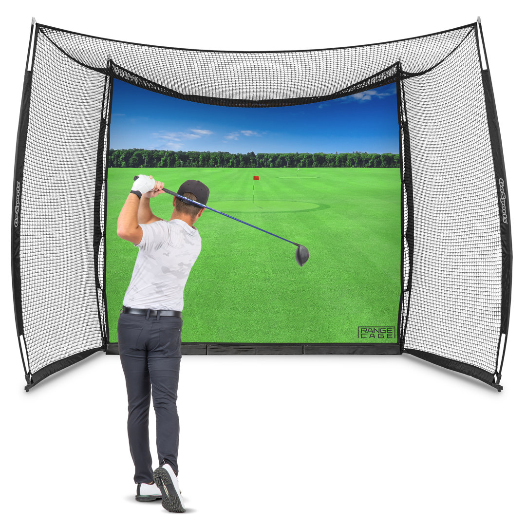 GoSports Range Cage 10 ft x 8 ft Golf Practice Hitting Net with Impact Screen GoSports