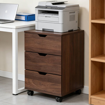 Classeur mobile à 3 tiroirs sous le bureau, en bois avec roulettes pour le bureau à domicile