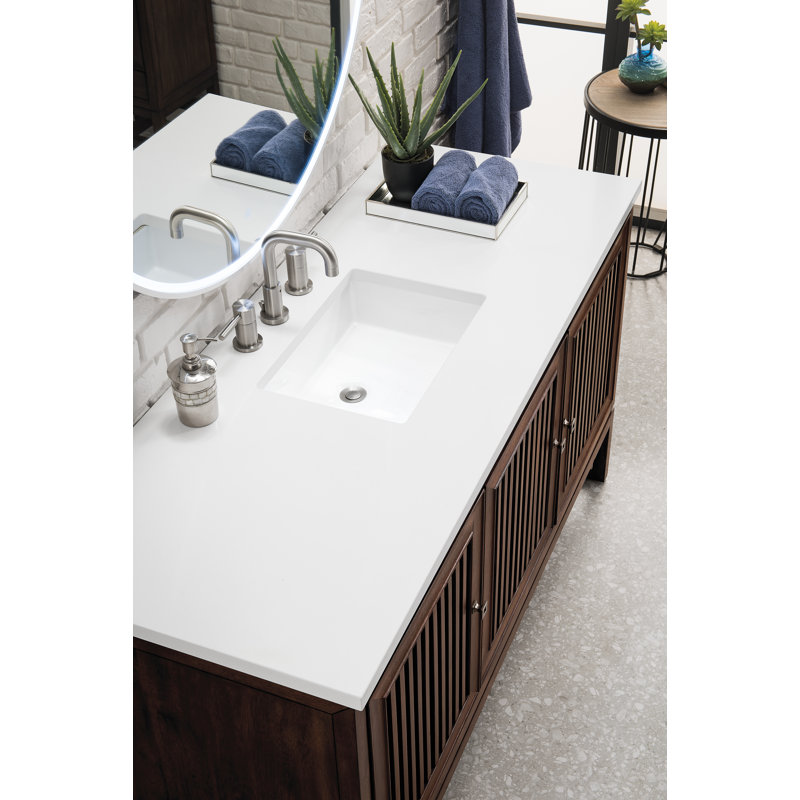 Athens 60'' W Single Vanity, Carrara White, Glossy White, 8" Widespread