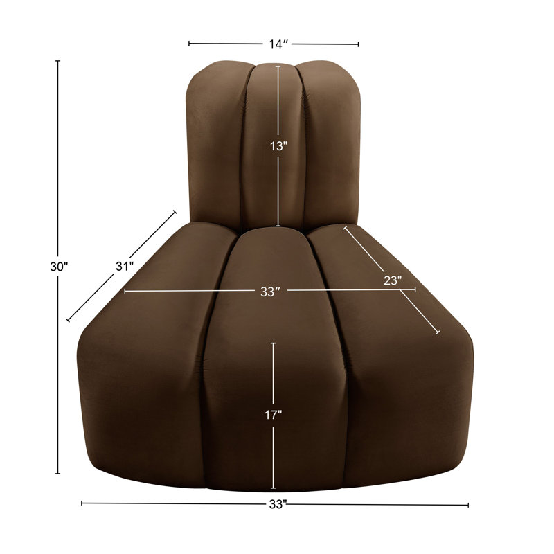 Ishna Velvet Side Chair, Brown Velvet