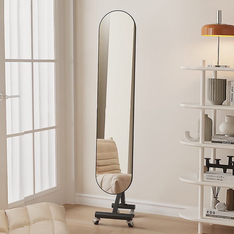 Modern Minimalist Iron Frame Arched Full-Length Mirror, Black