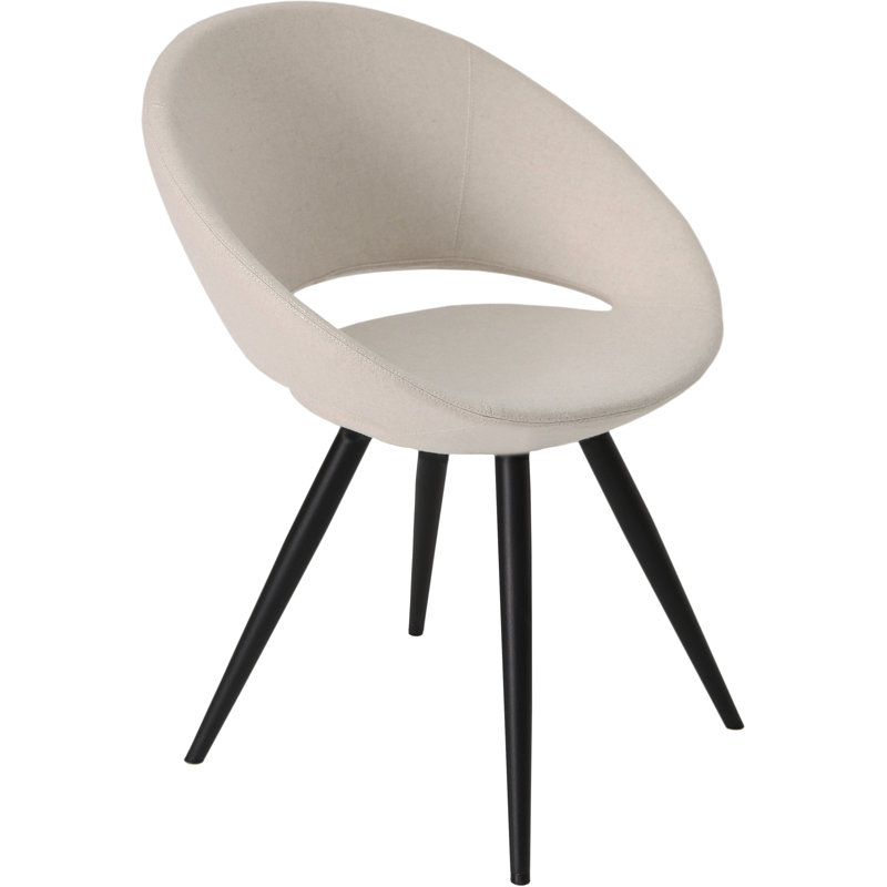 Crescent 17'' H Genuine Leather Upholstered Metal Side Chair, Black Powder