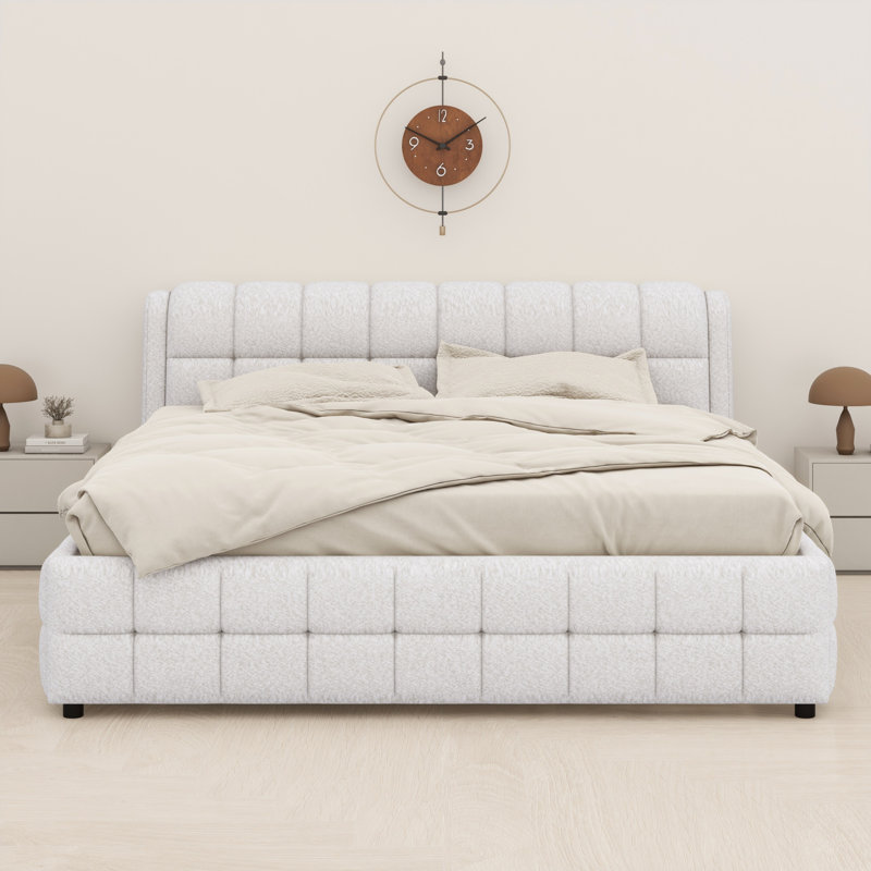 Lit plateforme tapissier Minimalist, Blanc