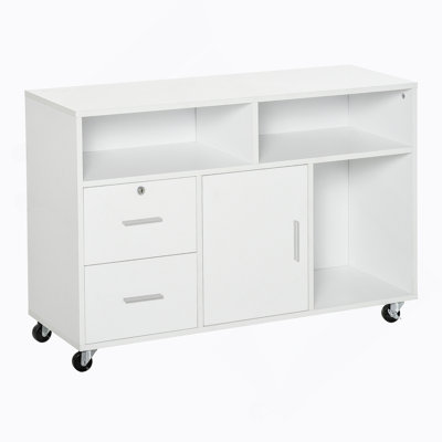 Printer Stand Home Office Mobile Cabinet Organizer Desktop With Caster Wheels,  Locking Breaks And Drawer,