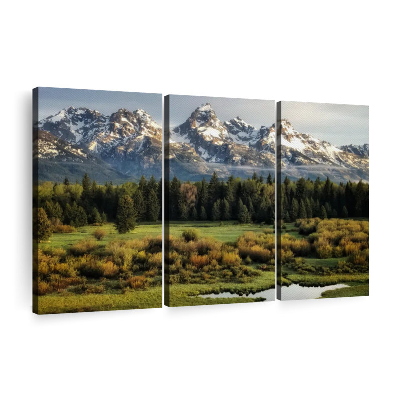 «Grand Teton Beauty», 3 pièces sur toile, H 24 po x l 38 po