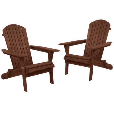 Chaise Adirondack d'extérieur en sapin teint naturel (ensemble de 2)