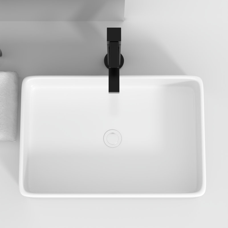 PLUSTEEL 16'' Ceramic Rectangular Vessel Bathroom Sink