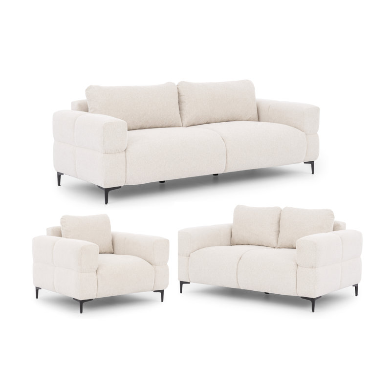 Cardea 3 - Piece Living Room Set, Cream