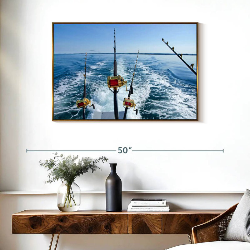 Pêche au gros, Cadre flottant doré, 37 po x 25 po
