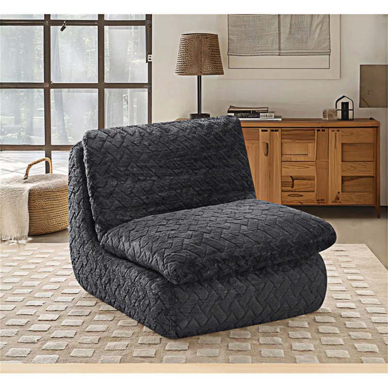 Compression Sofa Chair With Ottoman, Black