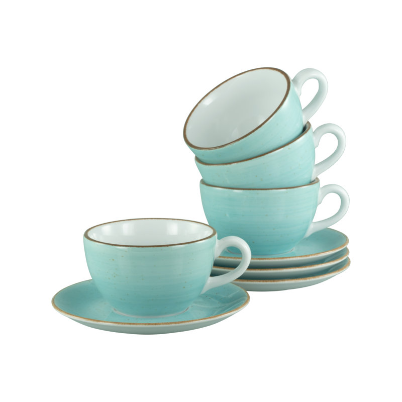 Vintage Nature Porcelain Cappuccino Cup, White/Turquoise/Blue