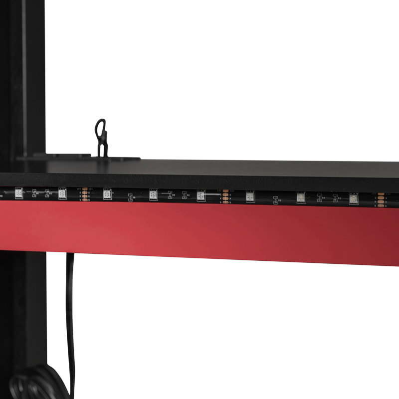 Red Full Size Gamer Loft Bed With Desk, , And Storage Shelves For Personal Belongings Cable Management Pc Tower, Red