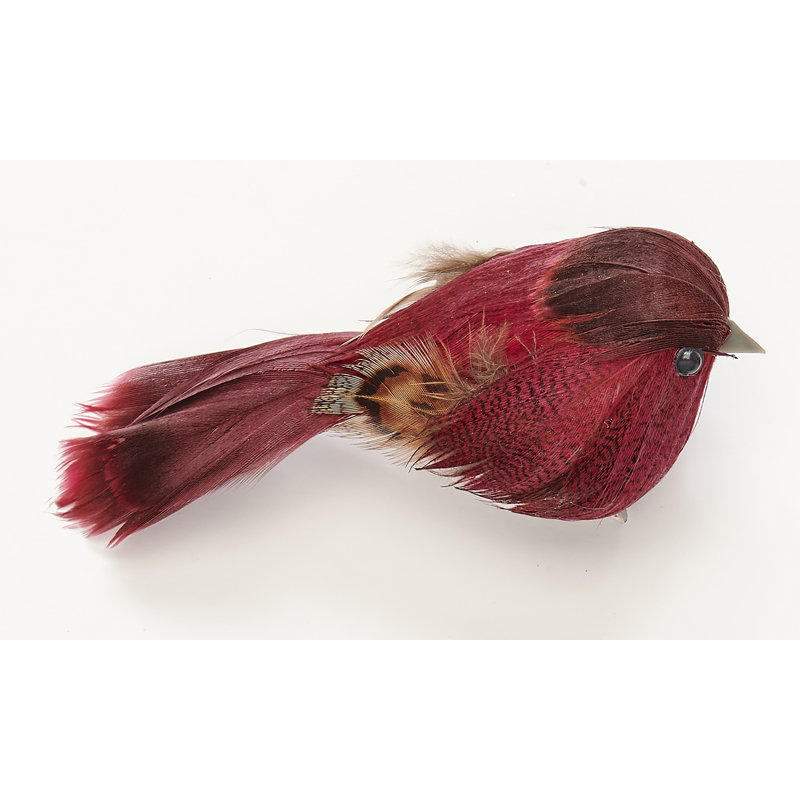 Oiseau à plumes 4,5 po avec pince, Bourgogne