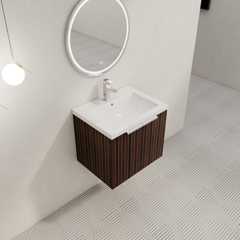 Meuble-lavabo mural moderne 24 po avec lavabo en résine