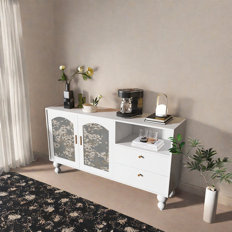 Buffet avec armoire de rangement 59,1 po, Blanc