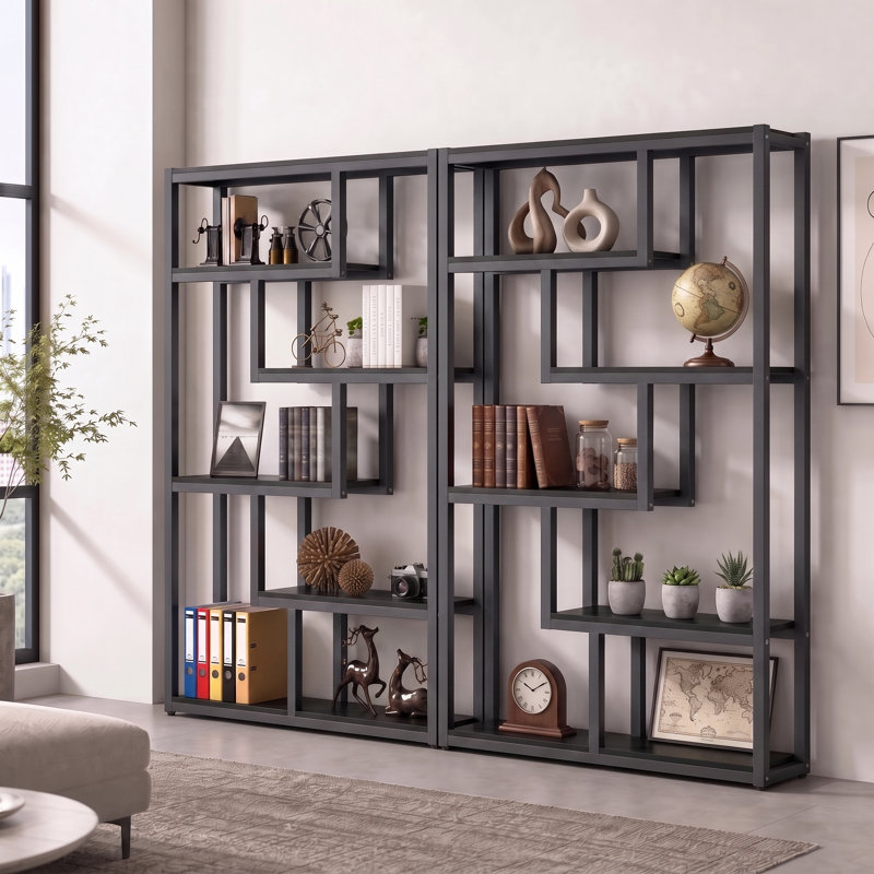 Bibliothèque géométrique H 69,29 "x l 39,37", Noir
