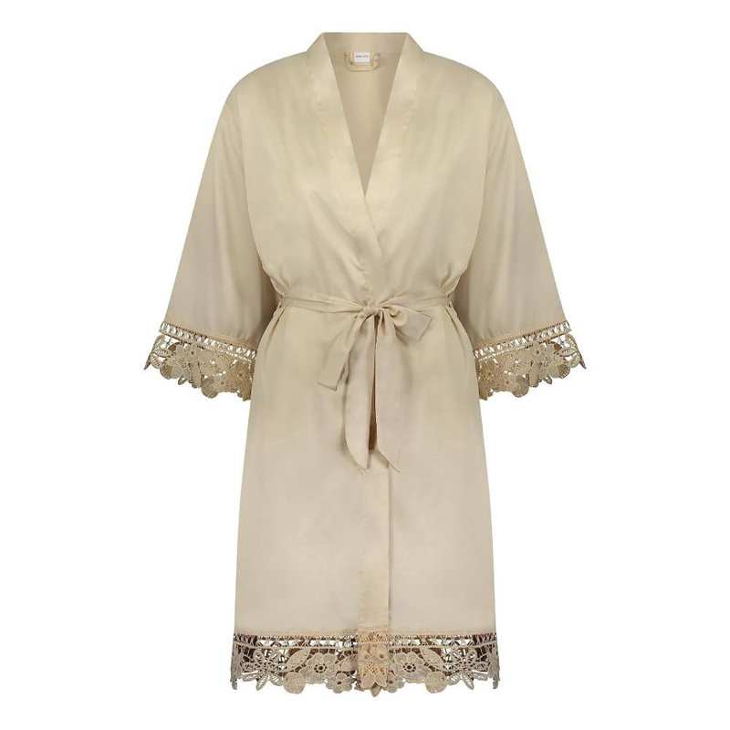 Peignoir en satin de satin fille au-dessus du genou, XL / XXXL, Rosé pâle, Oui