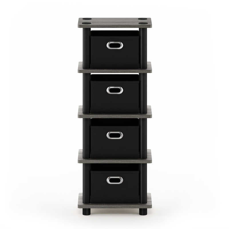 Bibliothèque à cubes H 28,8 "x l 11,3" Asid, Gris chêne français / noir / noir
