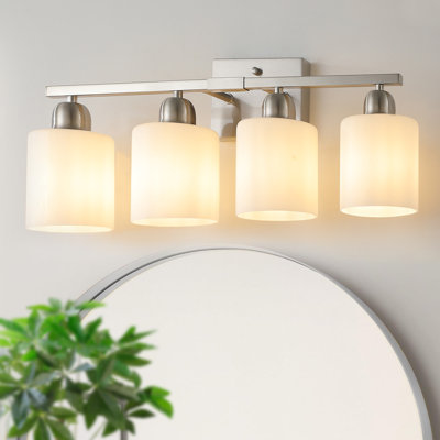 4-Light Bathroom Vanity Light with Opal Glass Shades