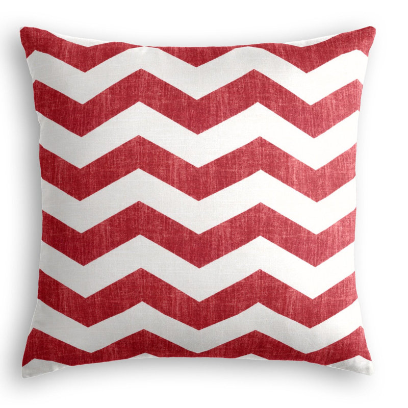 Live Wire Chevron Linen Reversible Throw Pillow, 20" x 20", Crimson