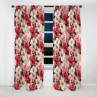 Hibiscus Romance Tropical Pattern V - Tropical Curtain - Velvet Room Darkening - 1 panel