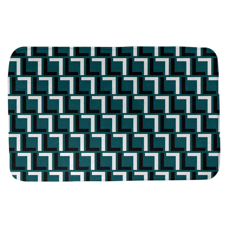 Tapis pour salle de bain Baltimore, l 17 po x L 24 po, Vert minuit / noir / blanc