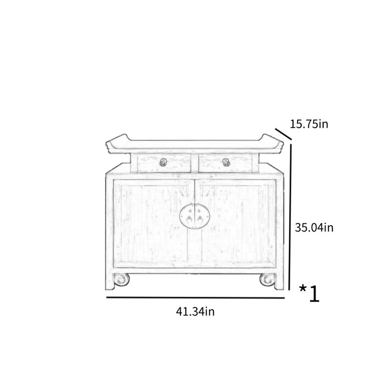 Nouvelle armoire d'appoint Zen chinois, Brun orangé