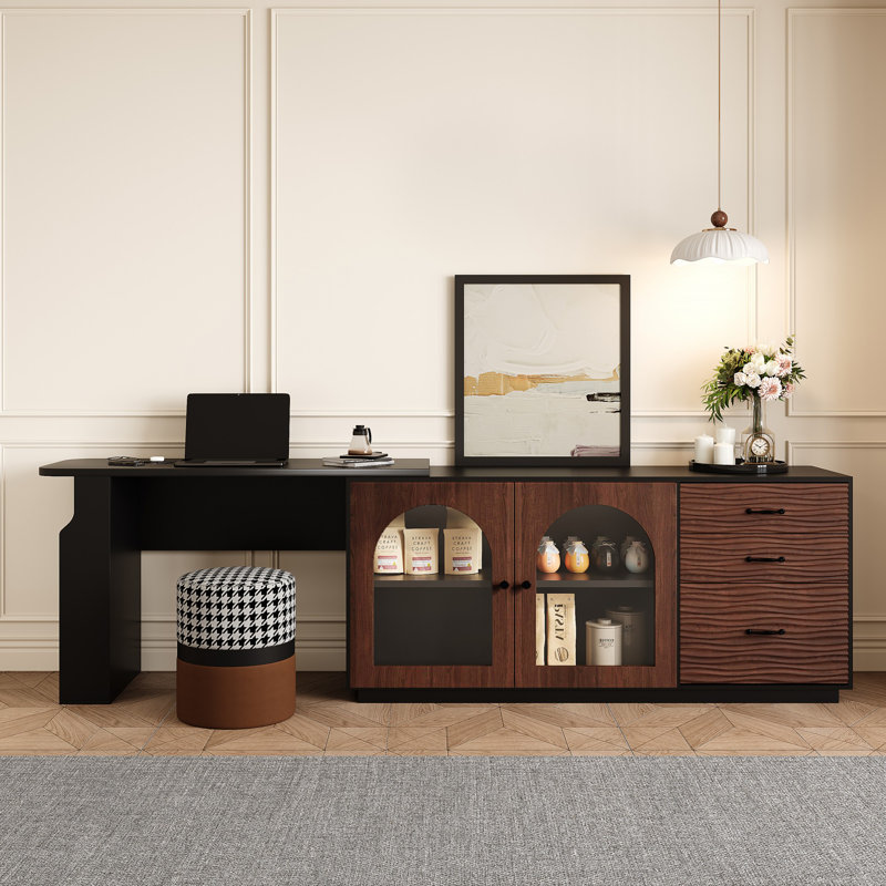 Calvers Expandable Dresser Desk Combo with Drawers for Storage