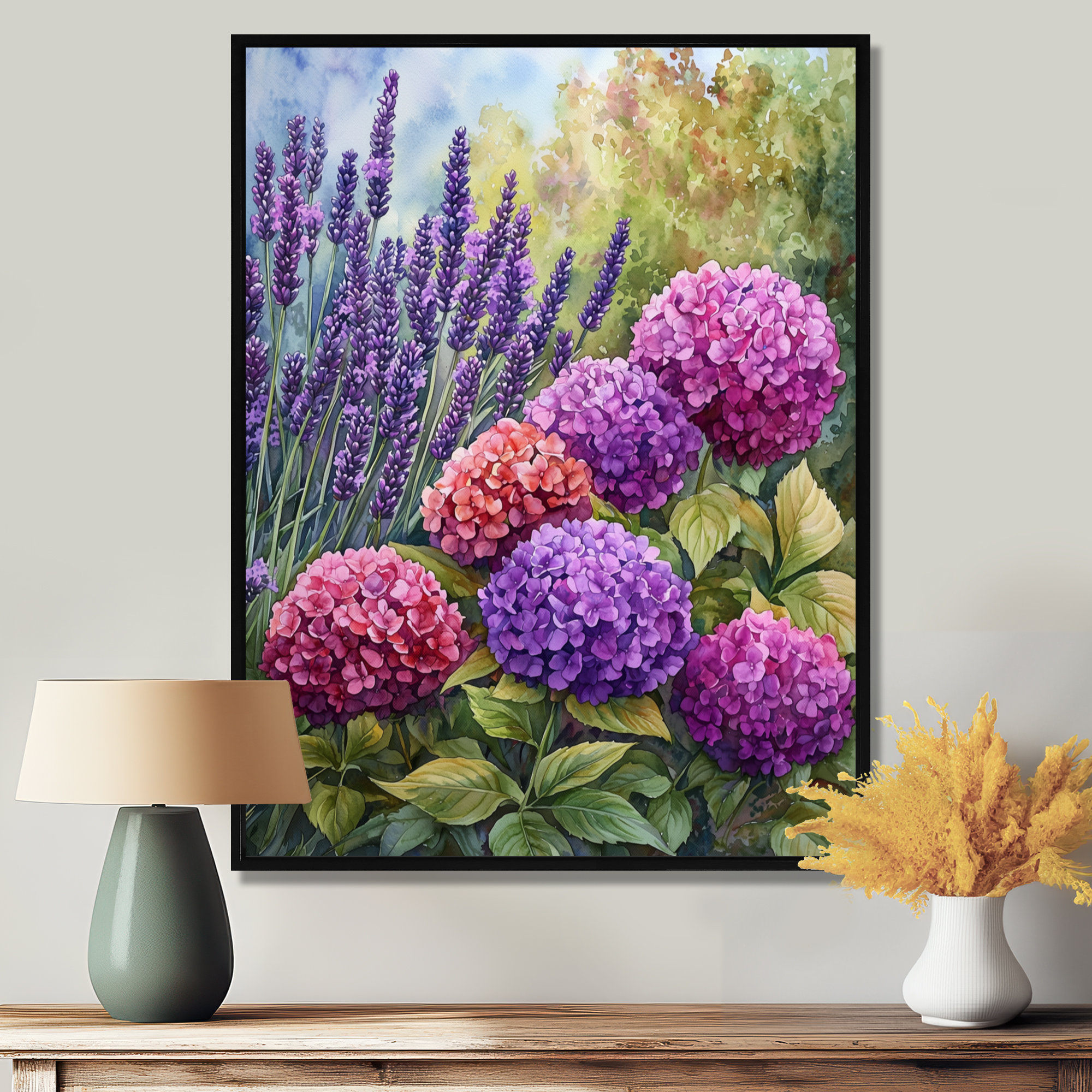 Winston Porter Hydrangeas And Lavender Garden I - Hydrangea Wall Art ...
