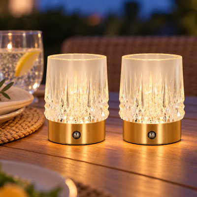 Rechargeable Dimmable Mini Desk Table Lamp with Crystal Glam, Tumbler Cordless