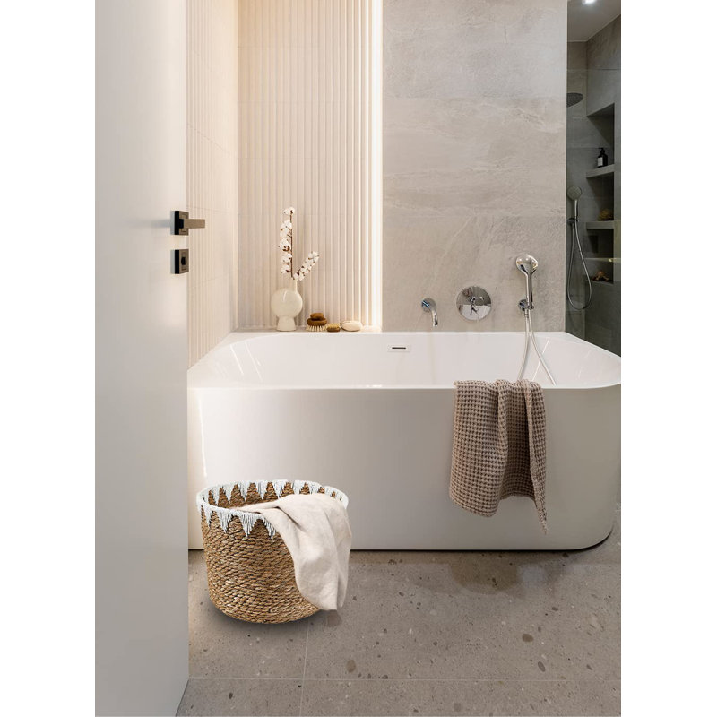 Grand panier à feuilles de quenouilles fait à la main Latitude Run® - Naturel, écologique et durable - Parfait pour la décoration, le rangement, le cache-cache de plantes en pot ou le cadeau, 14 po de diamètre et 11 po de hauteur