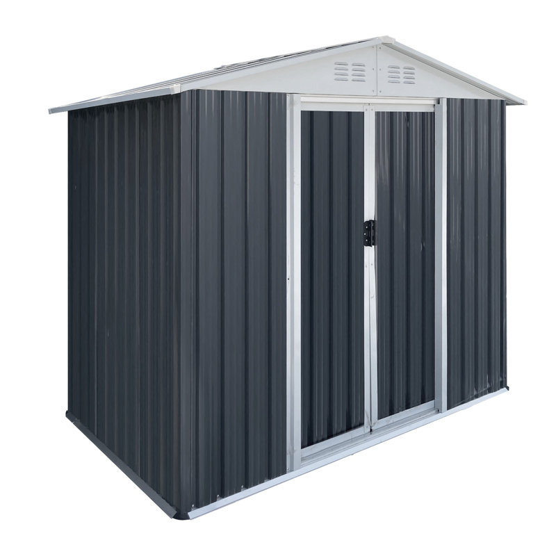 6 pi L 4 pi. D Abri de rangement extérieur, toit Apex, gris pour le jardin, le patio et la pelouse (24 pieds carrés), Gris