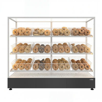 Vitrine de sol 60 po avec 12 paniers avec arrière ouvert et éclairage à DEL (km-fdc-b12)
