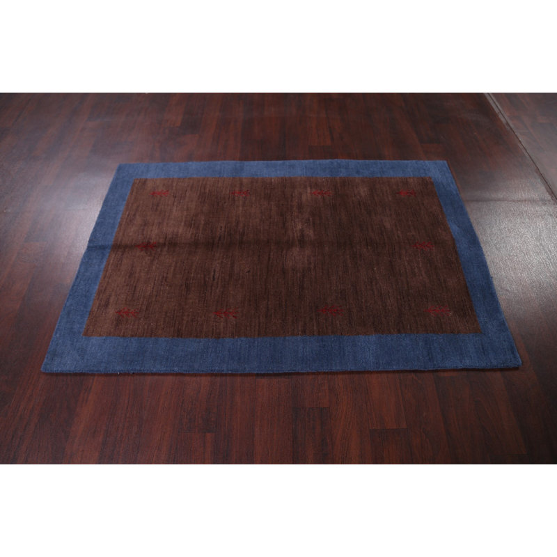 Tapis brun en laine noué à la main Rosemont