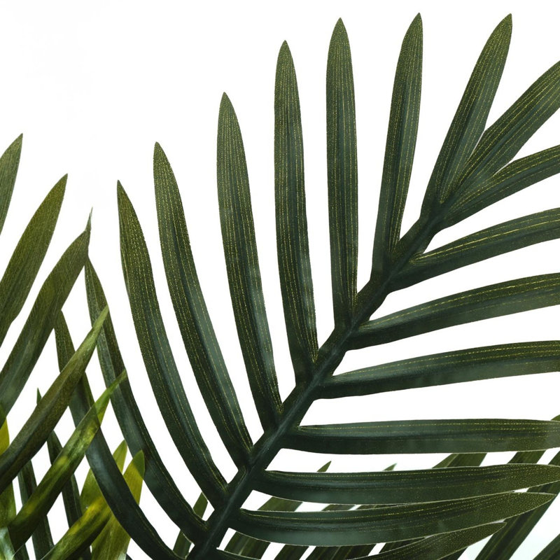 20" Tall Green Faux Palm Plant in Black Pot
