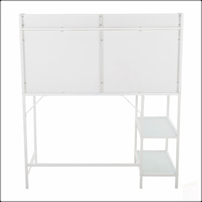 Bureau contemporain Geo Tier avec plateau en verre givré et plusieurs tablettes pour plus de rangement et d'élégance