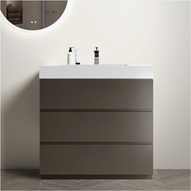 Meuble-lavabo autoportant avec grand lavabo et rangement