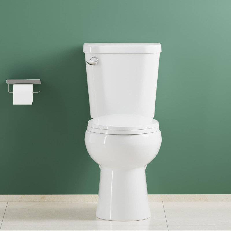 17" Compact Round Front Toilet, 12" Rough-In, 1.28 GPF Siphonic Flush, White