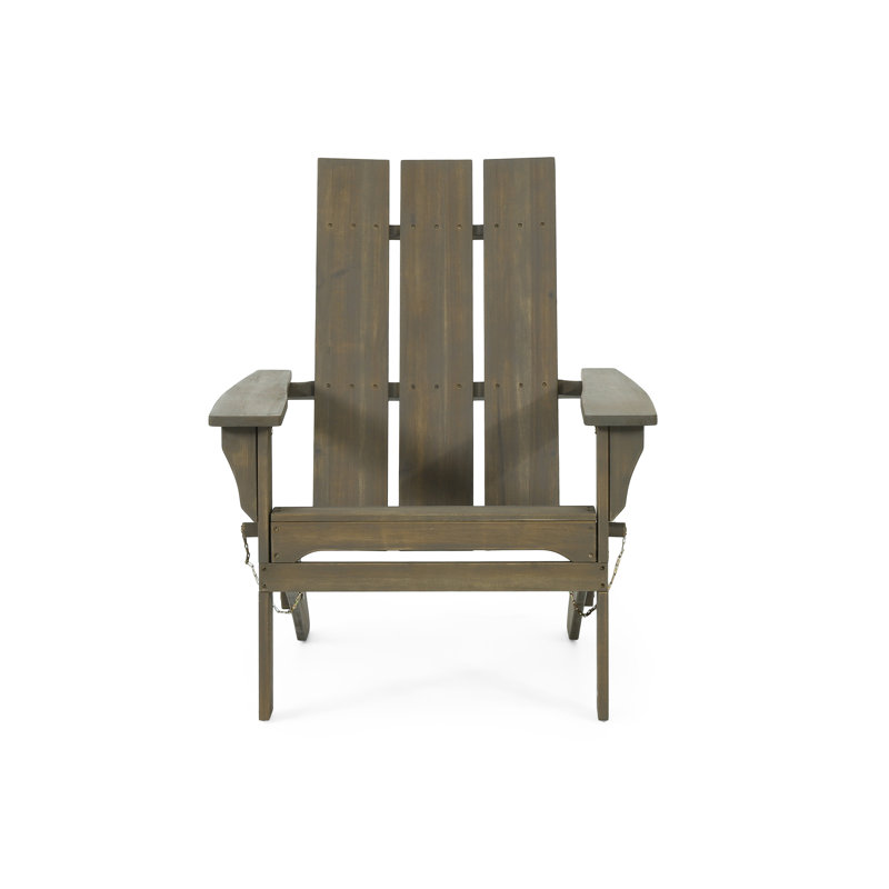 Chaise Adirondack pliante en bois massif Damione, Gris