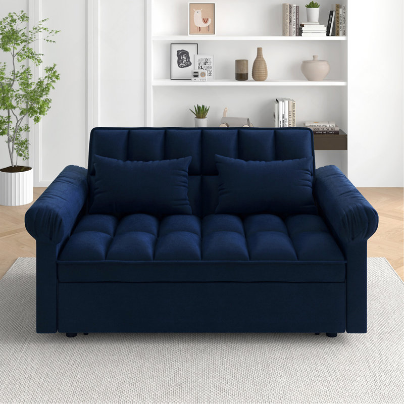Loveseats Sofa Bed With Pull-Out Bed, Blue