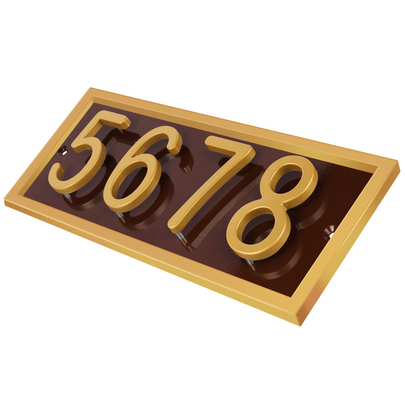 Plaque d'adresse horizontale flottante en aluminium Royal Shade, Doré, Oui, Brun