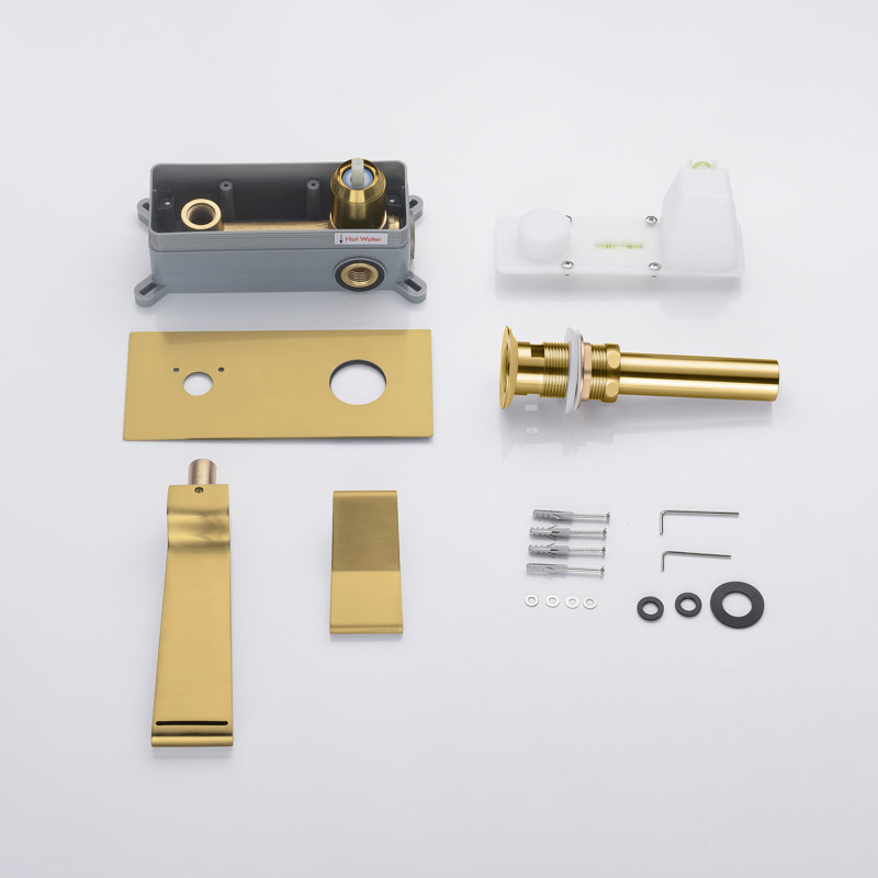 Single-handle Bathroom Faucet with Drain Assembly, Brushed Gold