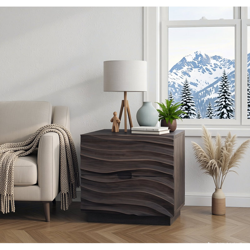 Tables de chevet en bois massif, table de chevet avec 2 tiroirs, sans poignées, table de bout de canapé pour le salon, chambres à coucher