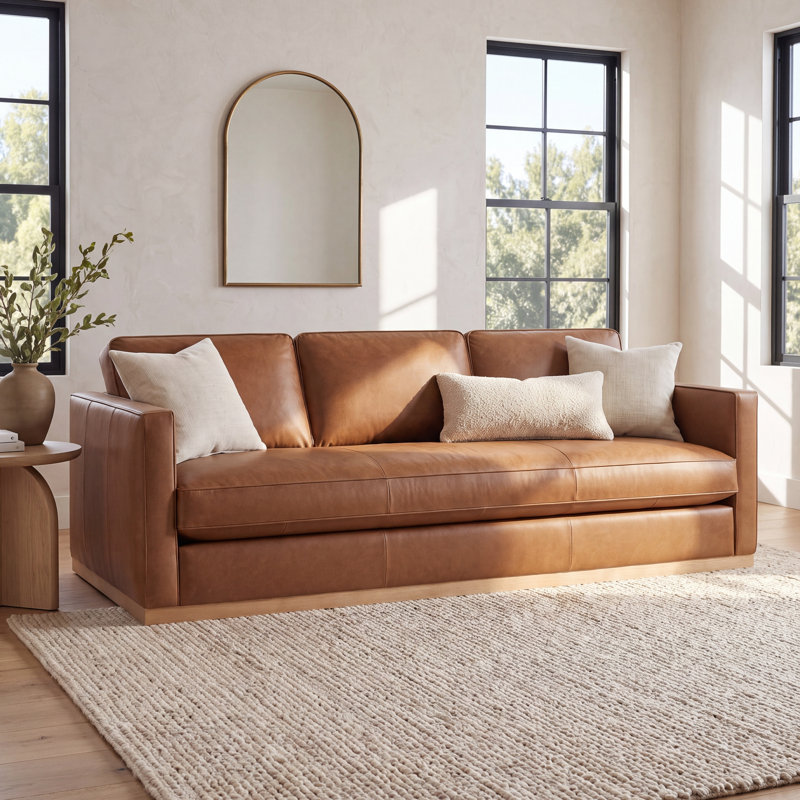  Bobbi 87'' Genuine Leather Upholstered Sofa