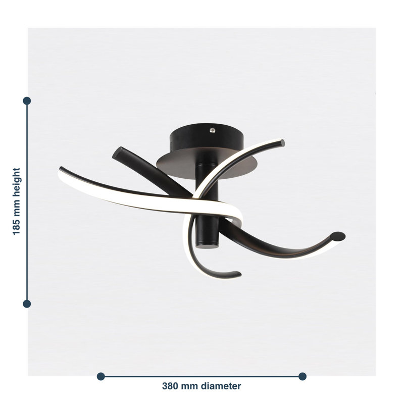 Henni LED Semi Flush Mount, Matt Black Paint