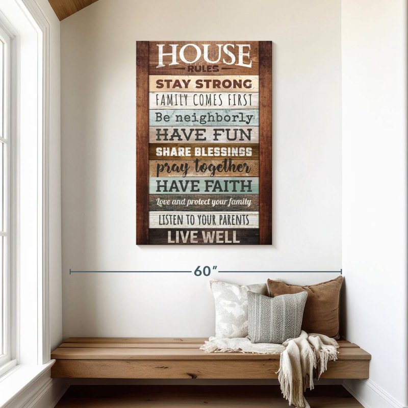Plaque murale Kema Inspirational House Rules, H 45 po x l 30 po